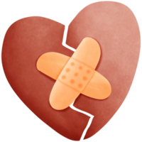 en bruten hjärta med en bandage på den isolerat på transparent bakgrund png