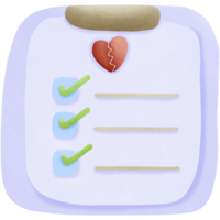 heart broken check list isolated on transparent background png