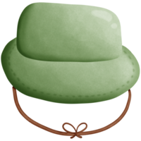 une vert chapeau avec une marron arc sur il isolé sur transparent Contexte png