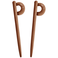 two wooden trekking sticks isolated on transparent background png
