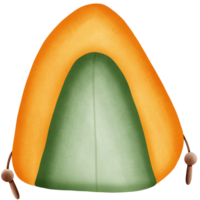 en tält med en grön och orange isolerat på transparent bakgrund png