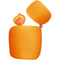 Orange Feuerzeug mit ein Flamme auf es isoliert auf transparent Hintergrund png