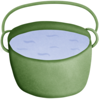 un verde Cubeta con agua en eso aislado en transparente antecedentes png