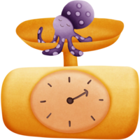 a cartoon octopus on a scale isolated on transparent background png