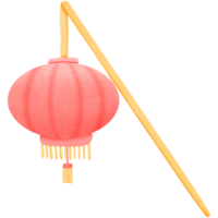 a red Chinese lantern hanging from a stick isolated on transparent background png