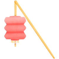 a red Chinese lantern hanging from a stick isolated on transparent background png