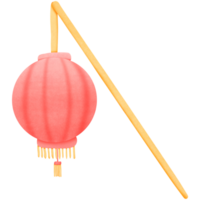 a red Chinese lantern hanging from a stick isolated on transparent background png