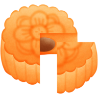 ein Orange Mond Kuchen mit ein Blume auf oben isoliert auf transparent Hintergrund png