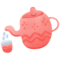 a red tea pot and cup isolated on transparent background png