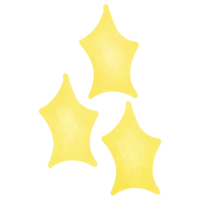 Three yellow stars isolated on transparent background png
