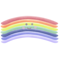 un arco iris con un sonriente cara aislado en transparente antecedentes png