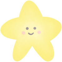 a yellow star with a smiley face isolated on transparent background png