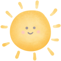 a cartoon sun with a smile on it isolated on transparent background png