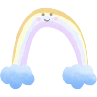 a rainbow with a smiley face isolated on transparent background png