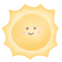 a cartoon sun with a smile on it isolated on transparent background png