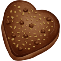 Chocolate heart isolated on transparent background png