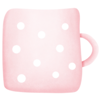 a pink cup with polka dots on it isolated on transparent background png