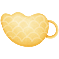a yellow cup with a wave pattern on it isolated on transparent background png