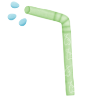 The green straw plastic has a fruit pattern on it isolated on transparent background png
