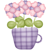 Flowers in cup isolated on transparent background png