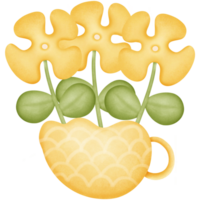 Flowers in cup isolated on transparent background png