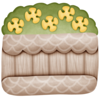 Planter wooden box with plant and flowers isolated on transparent background png