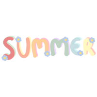 Colorful word SUMMER decorated with flowers isolated on transparent background png