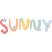 Colorful word SUNNY decorated with flowers isolated on transparent background png