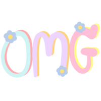 coloré mot OMG décoré avec fleurs isolé sur transparent Contexte png