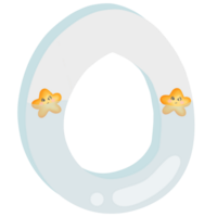 The number 0 has a star emoticon floating in the water isolated on transparent background png