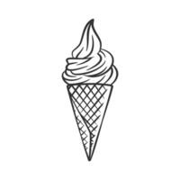 Ice cream cone line art sketch illustration vector