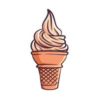 Ice cream cone vector illustration with color