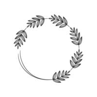 Hand drawn wreath circular vector art black and white