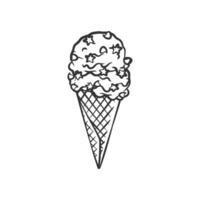 Ice cream cone line art sketch illustration vector