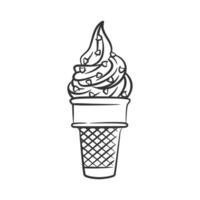 Ice cream cone line art sketch illustration vector