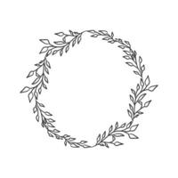 Hand drawn wreath circular vector art black and white