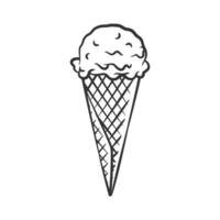 Ice cream cone line art sketch illustration vector