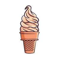 Ice cream cone vector illustration with color