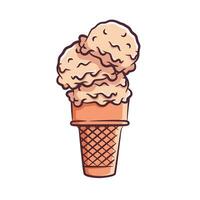 Ice cream cone vector illustration with color