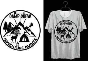 Camping T-shirt Design. Funny Gift Camping T-shirt Design For Camp Lovers. Typography, Custom, Vector t-shirt design. World All Camper T-shirt Design For Adventure.