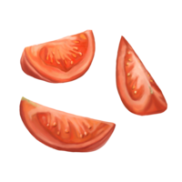 Triangular slices of red tomato. Digital isolated illustration. Applicable for packaging design, postcards, prints, textiles png