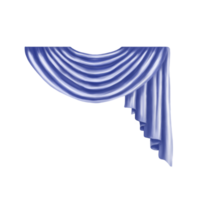 Blue horizontal draperies for decorations window or door openings, lambrequins made of satin fabric. They fall in elegant folds on the main curtains. Digital illustration png