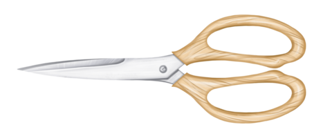 Garden scissors with wooden handles in watercolor style. Tools for the garden, creativity, beauty salon, sewing and atelier, equipment for cutting. Isolated illustration png