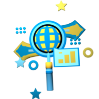 Digital marketing 3d icon object png