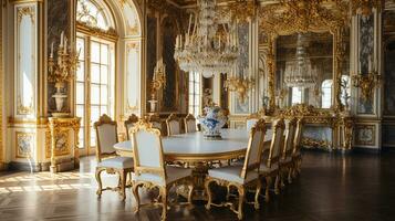 foto de el comida habitación a el palacio de versalles, Francia. generativo ai