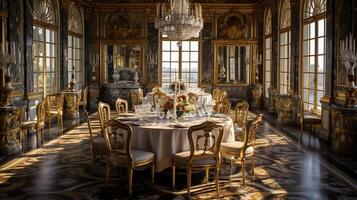 foto de el comida habitación a el palacio de versalles, Francia. generativo ai