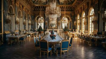 foto de el comida habitación a el palacio de versalles, Francia. generativo ai