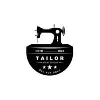 Tailor vector logo design. Sewing old machine icon