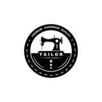 Tailor vector logo design. Sewing old machine icon
