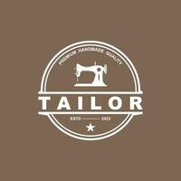 Tailor vector logo design. Sewing old machine icon